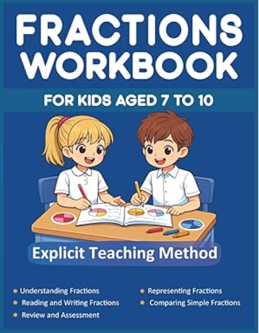 Fractions Workbook for Kids Aged 7 to 10 cover